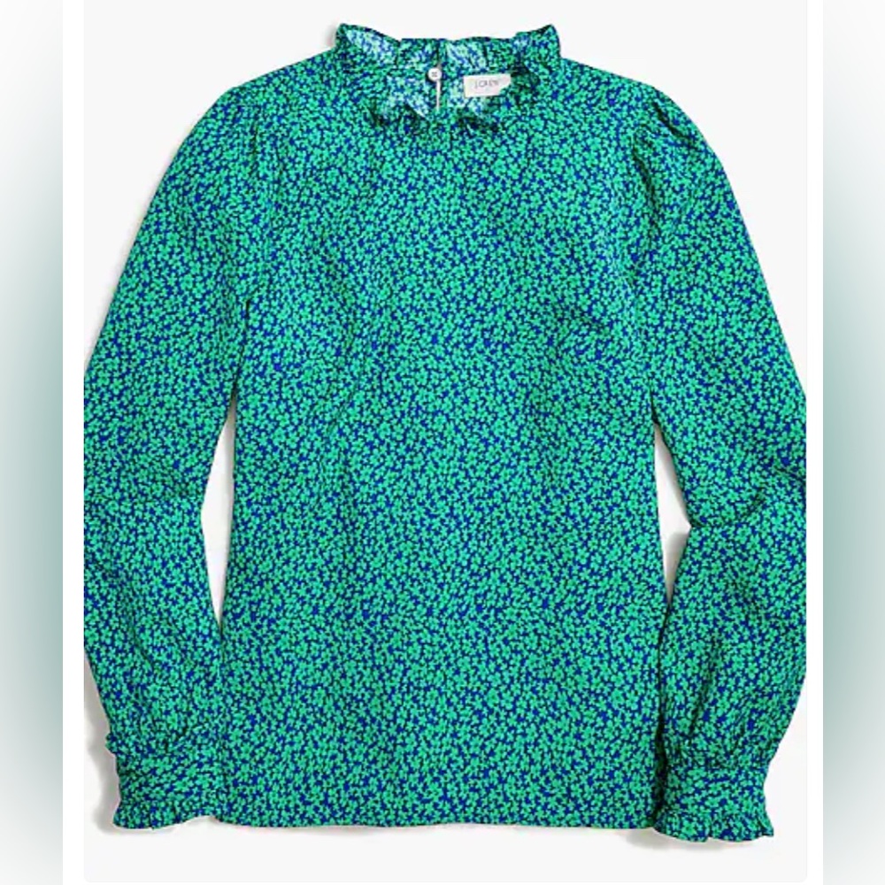 J Crew Long-sleeve ruffleneck top US M